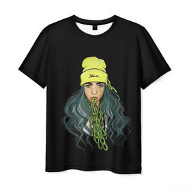 Мужская футболка 3D с принтом BILLIE EILISH в городе Новоалтайск, 100% полиэфир | прямой крой, круглый вырез горловины, длина до линии бедер | ayelish | bad guy | bellyache | bilie eilish | bilie elish | billie | billie eilish | eilish | electronic | elish | music | били айлиш | билли айлиш | эйлиш | элиш
