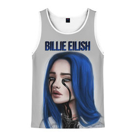 Мужская майка 3D с принтом BILLIE EILISH в городе Новоалтайск, 100% полиэстер | круглая горловина, приталенный силуэт, длина до линии бедра. Пройма и горловина окантованы тонкой бейкой | ayelish | bad guy | bellyache | bilie eilish | bilie elish | billie | billie eilish | eilish | electronic | elish | music | били айлиш | билли айлиш | эйлиш | элиш