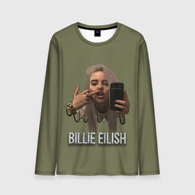 Мужской лонгслив 3D с принтом BILLIE EILISH в городе Новоалтайск, 100% полиэстер | длинные рукава, круглый вырез горловины, полуприлегающий силуэт | ayelish | bad guy | bellyache | bilie eilish | bilie elish | billie | billie eilish | eilish | electronic | elish | music | били айлиш | билли айлиш | эйлиш | элиш