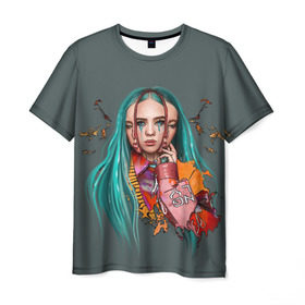 Мужская футболка 3D с принтом BILLIE EILISH в городе Новоалтайск, 100% полиэфир | прямой крой, круглый вырез горловины, длина до линии бедер | ayelish | bad guy | bellyache | bilie eilish | bilie elish | billie | billie eilish | eilish | electronic | elish | music | били айлиш | билли айлиш | эйлиш | элиш