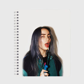 Тетрадь с принтом BILLIE EILISH в городе Новоалтайск, 100% бумага | 48 листов, плотность листов — 60 г/м2, плотность картонной обложки — 250 г/м2. Листы скреплены сбоку удобной пружинной спиралью. Уголки страниц и обложки скругленные. Цвет линий — светло-серый
 | ayelish | bad guy | bellyache | bilie eilish | bilie elish | billie | billie eilish | eilish | electronic | elish | music | били айлиш | билли айлиш | эйлиш | элиш