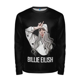 Мужской лонгслив 3D с принтом BILLIE EILISH в городе Новоалтайск, 100% полиэстер | длинные рукава, круглый вырез горловины, полуприлегающий силуэт | ayelish | bad guy | bellyache | bilie eilish | bilie elish | billie | billie eilish | eilish | electronic | elish | music | били айлиш | билли айлиш | эйлиш | элиш