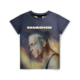 Детская футболка 3D с принтом Rammstein в городе Новоалтайск, 100% гипоаллергенный полиэфир | прямой крой, круглый вырез горловины, длина до линии бедер, чуть спущенное плечо, ткань немного тянется | Тематика изображения на принте: amerika | art | germany | logo | rammstein | rock | till lindemann | арт | германия | группа | логотип | музыка | немецкая группа | немцы | песня | раммштайн | рамштайн | рок