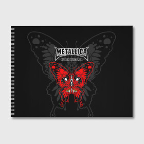 Альбом для рисования с принтом Metallica в городе Новоалтайск, 100% бумага
 | матовая бумага, плотность 200 мг. | Тематика изображения на принте: american | butterfly | devil | fangs | james hetfield | kirk hammett | metal band | metallica | music | mystic | red | rock | skull | vampire | американская | бабочка | вампир | джеймс хетфилд | дьявол | кирк хэмметт | клыки | красная | ларс ульрих | мета
