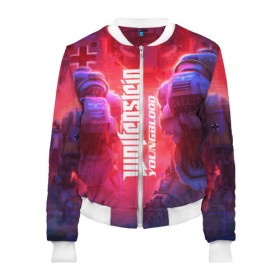 Женский бомбер 3D с принтом wolfenstein Youngblood в городе Новоалтайск, 100% полиэстер | застегивается на молнию, по бокам два кармана без застежек, мягкие манжеты, по низу бомбера и на воротнике — эластичная резинка | 