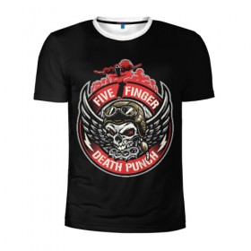 Мужская футболка 3D спортивная с принтом Five Finger Death Punch в городе Новоалтайск, 100% полиэстер с улучшенными характеристиками | приталенный силуэт, круглая горловина, широкие плечи, сужается к линии бедра | Тематика изображения на принте: 5fdp | ffdp | five finger | five finger death | five finger death punch | metal | rock | метал | рок
