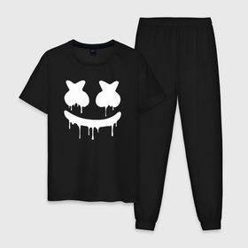 Мужская пижама хлопок с принтом MARSHMELLO MELT в городе Новоалтайск, 100% хлопок | брюки и футболка прямого кроя, без карманов, на брюках мягкая резинка на поясе и по низу штанин
 | america | dj | marshmello | melt | usa | америка | маршмелло