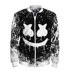Мужской бомбер 3D с принтом MARSHMELLO MELT в городе Новоалтайск, 100% полиэстер | застегивается на молнию, по бокам два кармана без застежек, по низу бомбера и на воротнике - эластичная резинка | america | dj | marshmello | usa | америка | брызги | краски | маршмелло