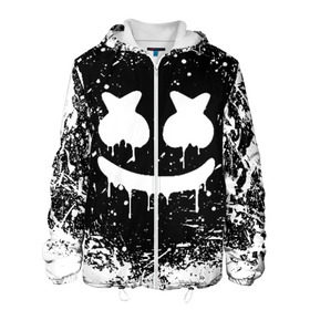 Мужская куртка 3D с принтом MARSHMELLO MELT в городе Новоалтайск, ткань верха — 100% полиэстер, подклад — флис | прямой крой, подол и капюшон оформлены резинкой с фиксаторами, два кармана без застежек по бокам, один большой потайной карман на груди. Карман на груди застегивается на липучку | america | dj | marshmello | usa | америка | брызги | краски | маршмелло