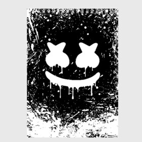 Скетчбук с принтом MARSHMELLO MELT в городе Новоалтайск, 100% бумага
 | 48 листов, плотность листов — 100 г/м2, плотность картонной обложки — 250 г/м2. Листы скреплены сверху удобной пружинной спиралью | america | dj | marshmello | usa | америка | брызги | краски | маршмелло