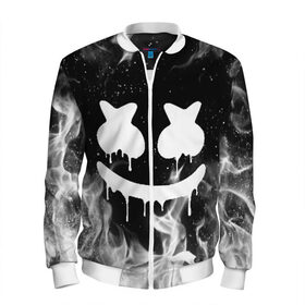 Мужской бомбер 3D с принтом MARSHMELLO MELT в городе Новоалтайск, 100% полиэстер | застегивается на молнию, по бокам два кармана без застежек, по низу бомбера и на воротнике - эластичная резинка | america | dj | fire | flame | marshmello | usa | америка | маршмелло | огонь | пламя