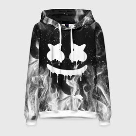 Мужская толстовка 3D с принтом MARSHMELLO MELT в городе Новоалтайск, 100% полиэстер | двухслойный капюшон со шнурком для регулировки, мягкие манжеты на рукавах и по низу толстовки, спереди карман-кенгуру с мягким внутренним слоем. | america | dj | fire | flame | marshmello | usa | америка | маршмелло | огонь | пламя