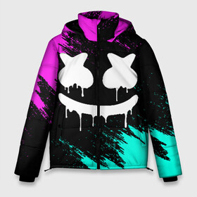 Мужская зимняя куртка 3D с принтом MARSHMELLO MELT МАРШМЕЛЛО НЕОН в городе Новоалтайск, верх — 100% полиэстер; подкладка — 100% полиэстер; утеплитель — 100% полиэстер | длина ниже бедра, свободный силуэт Оверсайз. Есть воротник-стойка, отстегивающийся капюшон и ветрозащитная планка. 

Боковые карманы с листочкой на кнопках и внутренний карман на молнии. | america | dj | marshmello | usa | америка | брызги | краски | маршмелло