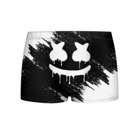 Мужские трусы 3D с принтом MARSHMELLO MELT в городе Новоалтайск, 50% хлопок, 50% полиэстер | классическая посадка, на поясе мягкая тканевая резинка | america | dj | marshmello | usa | америка | брызги | краски | маршмелло