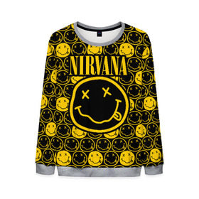 Мужской свитшот 3D с принтом NIRVANA в городе Новоалтайск, 100% полиэстер с мягким внутренним слоем | круглый вырез горловины, мягкая резинка на манжетах и поясе, свободная посадка по фигуре | nirvana | smile | курт кобейн | нирвана | смайл