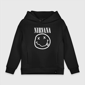 Детское худи Oversize хлопок с принтом NIRVANA в городе Новоалтайск, френч-терри — 70% хлопок, 30% полиэстер. Мягкий теплый начес внутри —100% хлопок | боковые карманы, эластичные манжеты и нижняя кромка, капюшон на магнитной кнопке | Тематика изображения на принте: nirvana | smile | курт кобейн | нирвана | смайл