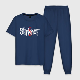 Мужская пижама хлопок с принтом SLIPKNOT в городе Новоалтайск, 100% хлопок | брюки и футболка прямого кроя, без карманов, на брюках мягкая резинка на поясе и по низу штанин
 | slipknot | слипкнот