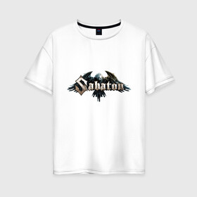 Женская футболка хлопок Oversize с принтом Sabaton в городе Новоалтайск, 100% хлопок | свободный крой, круглый ворот, спущенный рукав, длина до линии бедер
 | metal | rock | sabaton | мерч | метал | рок | рок группа | рок музыка | рокер | сабатон | швеция