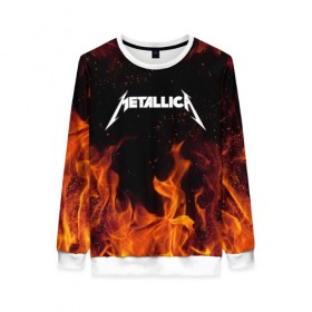 Женский свитшот 3D с принтом METALLICA (НА СПИНЕ) в городе Новоалтайск, 100% полиэстер с мягким внутренним слоем | круглый вырез горловины, мягкая резинка на манжетах и поясе, свободная посадка по фигуре | fire | flame | metallica | металлика | огонь | пламя