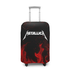 Чехол для чемодана 3D с принтом METALLICA (НА СПИНЕ) в городе Новоалтайск, 86% полиэфир, 14% спандекс | двустороннее нанесение принта, прорези для ручек и колес | fire | flame | metallica | металлика | огонь | пламя