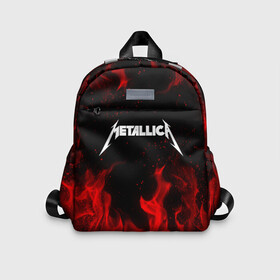 Детский рюкзак 3D с принтом METALLICA (НА СПИНЕ) в городе Новоалтайск, 100% полиэстер | лямки с регулируемой длиной, сверху петелька, чтобы рюкзак можно было повесить на вешалку. Основное отделение закрывается на молнию, как и внешний карман. Внутри дополнительный карман. По бокам два дополнительных кармашка | Тематика изображения на принте: fire | flame | metallica | металлика | огонь | пламя