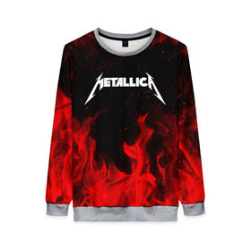 Женский свитшот 3D с принтом METALLICA (НА СПИНЕ) в городе Новоалтайск, 100% полиэстер с мягким внутренним слоем | круглый вырез горловины, мягкая резинка на манжетах и поясе, свободная посадка по фигуре | fire | flame | metallica | металлика | огонь | пламя