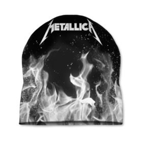 Шапка 3D с принтом METALLICA (НА СПИНЕ) в городе Новоалтайск, 100% полиэстер | универсальный размер, печать по всей поверхности изделия | Тематика изображения на принте: fire | flame | metallica | металлика | огонь | пламя