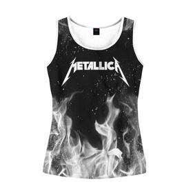 Женская майка 3D с принтом METALLICA (НА СПИНЕ) в городе Новоалтайск, 100% полиэстер | круглая горловина, прямой силуэт, длина до линии бедра | Тематика изображения на принте: fire | flame | metallica | металлика | огонь | пламя