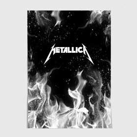 Постер с принтом METALLICA (НА СПИНЕ) в городе Новоалтайск, 100% бумага
 | бумага, плотность 150 мг. Матовая, но за счет высокого коэффициента гладкости имеет небольшой блеск и дает на свету блики, но в отличии от глянцевой бумаги не покрыта лаком | Тематика изображения на принте: fire | flame | metallica | металлика | огонь | пламя