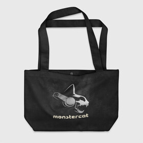 Пляжная сумка 3D с принтом Monstercat в городе Новоалтайск, 100% полиэстер | застегивается на металлическую кнопку; внутренний карман застегивается на молнию. Стенки укреплены специальным мягким материалом, чтобы защитить содержимое от несильных ударов
 | monstercat | клуб | клубная музыка | кот | котенок | кошка | лейбл | монстар | монстар кет | монстер | музыка | танцевальная музыка | электронная | электронная музыка