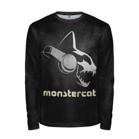 Мужской лонгслив 3D с принтом Monstercat в городе Новоалтайск, 100% полиэстер | длинные рукава, круглый вырез горловины, полуприлегающий силуэт | monstercat | клуб | клубная музыка | кот | котенок | кошка | лейбл | монстар | монстар кет | монстер | музыка | танцевальная музыка | электронная | электронная музыка