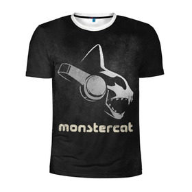 Мужская футболка 3D спортивная с принтом Monstercat в городе Новоалтайск, 100% полиэстер с улучшенными характеристиками | приталенный силуэт, круглая горловина, широкие плечи, сужается к линии бедра | monstercat | клуб | клубная музыка | кот | котенок | кошка | лейбл | монстар | монстар кет | монстер | музыка | танцевальная музыка | электронная | электронная музыка