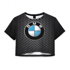 Женская футболка Cropp-top с принтом BMW (РЕДАЧ) в городе Новоалтайск, 100% полиэстер | круглая горловина, длина футболки до линии талии, рукава с отворотами | bmw | bmw performance | m | motorsport | performance | бмв | моторспорт