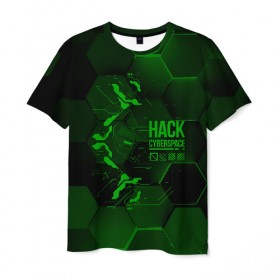 Мужская футболка 3D с принтом Hack Cyberspace в городе Новоалтайск, 100% полиэфир | прямой крой, круглый вырез горловины, длина до линии бедер | cyberpunk | hack | hack cyberspace | hacker | абстракция | взлом | микросхема | минимализм | программер | программист | сеть | хакер