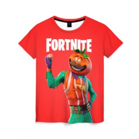Женская футболка 3D с принтом Fortnite (Tomato) в городе Новоалтайск, 100% полиэфир ( синтетическое хлопкоподобное полотно) | прямой крой, круглый вырез горловины, длина до линии бедер | fortnite | game | like | mem | skin | skins | tomato | помидор | скин | томат | форнайн | форнайт | фортнайн | фортнайт