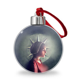 Ёлочный шар с принтом June Osborne в городе Новоалтайск, Пластик | Диаметр: 77 мм | the handmaid’s tale | джозефова №2 | джун | джун осборн | маргарет | маргарет этвуд | рассказ служанки | служанка | фредова | элизабет мосс | этвуд