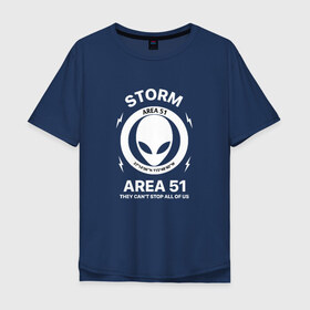 Футболка хлопок Оверсайз с принтом Area 51 в городе Новоалтайск, 100% хлопок | свободный крой, круглый ворот, “спинка” длиннее передней части | Тематика изображения на принте: area 51 | area51 | ареа 51 | зона 51 | инопланетяне | нло | пришельцы | штурм зоны 51