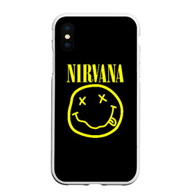 Чехол для iPhone XS Max матовый с принтом NIRVANA в городе Новоалтайск, Силикон | Область печати: задняя сторона чехла, без боковых панелей | nirvana | smile | курт кобейн | нирвана | смайл