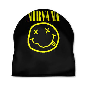Шапка 3D с принтом NIRVANA в городе Новоалтайск, 100% полиэстер | универсальный размер, печать по всей поверхности изделия | nirvana | smile | курт кобейн | нирвана | смайл