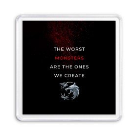 Магнит 55*55 с принтом ВЕДЬМАК - The Worst Monsters в городе Новоалтайск, Пластик | Размер: 65*65 мм; Размер печати: 55*55 мм | Тематика изображения на принте: bird | game | games | geralt | hunter | logo | monsters | series | star | the | witcher | wolf | ведьмак | волк | геральт | звезда | игра | игры | лого | медальон | монстры | охотник | птица | сериал | символ