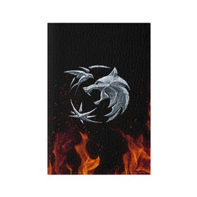 Обложка для паспорта матовая кожа с принтом THE WITCHER - Fire (Сериал) в городе Новоалтайск, натуральная матовая кожа | размер 19,3 х 13,7 см; прозрачные пластиковые крепления | bird | game | games | geralt | hunter | logo | monsters | series | star | the | witcher | wolf | ведьмак | волк | геральт | звезда | игра | игры | лого | медальон | монстры | охотник | птица | сериал | символ
