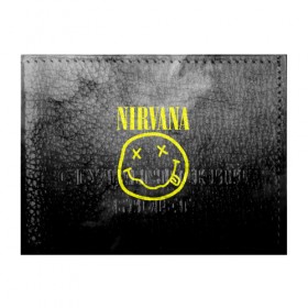 Обложка для студенческого билета с принтом NIRVANA в городе Новоалтайск, натуральная кожа | Размер: 11*8 см; Печать на всей внешней стороне | Тематика изображения на принте: nirvana | smile | курт кобейн | нирвана | смайл