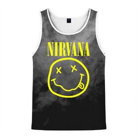 Мужская майка 3D с принтом NIRVANA в городе Новоалтайск, 100% полиэстер | круглая горловина, приталенный силуэт, длина до линии бедра. Пройма и горловина окантованы тонкой бейкой | Тематика изображения на принте: nirvana | smile | курт кобейн | нирвана | смайл