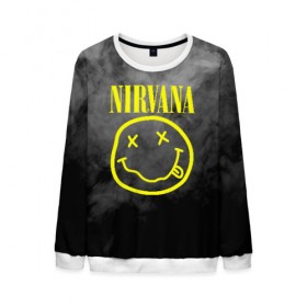 Мужской свитшот 3D с принтом NIRVANA в городе Новоалтайск, 100% полиэстер с мягким внутренним слоем | круглый вырез горловины, мягкая резинка на манжетах и поясе, свободная посадка по фигуре | nirvana | smile | курт кобейн | нирвана | смайл
