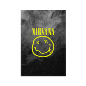 Обложка для паспорта матовая кожа с принтом NIRVANA в городе Новоалтайск, натуральная матовая кожа | размер 19,3 х 13,7 см; прозрачные пластиковые крепления | Тематика изображения на принте: nirvana | smile | курт кобейн | нирвана | смайл