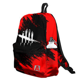 Рюкзак 3D с принтом DEAD BY DAYLIGHT в городе Новоалтайск, 100% полиэстер | лямки с регулируемой длиной, сверху петелька, чтобы рюкзак можно было повесить на вешалку. Основное отделение закрывается на молнию, как и внешний карман. Внутри два дополнительных кармана, один из которых закрывается на молнию. По бокам два дополнительных кармашка | dbd | dead by daylight | survival horror | дбд | мертвы к рассвету