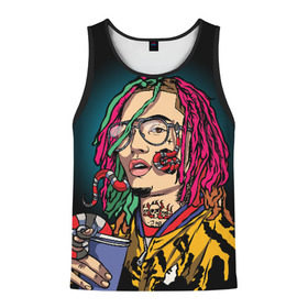 Мужская майка 3D с принтом Lil Pump в городе Новоалтайск, 100% полиэстер | круглая горловина, приталенный силуэт, длина до линии бедра. Пройма и горловина окантованы тонкой бейкой | esskeetit | gazzy garcia | gucci gang | lil pump | lilpump | газзи гарсия | лил памп | рэп | рэпер | эшкере