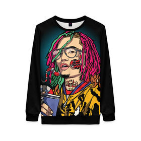 Женский свитшот 3D с принтом Lil Pump в городе Новоалтайск, 100% полиэстер с мягким внутренним слоем | круглый вырез горловины, мягкая резинка на манжетах и поясе, свободная посадка по фигуре | esskeetit | gazzy garcia | gucci gang | lil pump | lilpump | газзи гарсия | лил памп | рэп | рэпер | эшкере