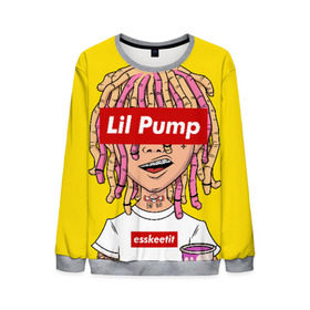 Мужской свитшот 3D с принтом Lil Pump в городе Новоалтайск, 100% полиэстер с мягким внутренним слоем | круглый вырез горловины, мягкая резинка на манжетах и поясе, свободная посадка по фигуре | esskeetit | gazzy garcia | gucci gang | lil pump | lilpump | газзи гарсия | лил памп | рэп | рэпер | эшкере