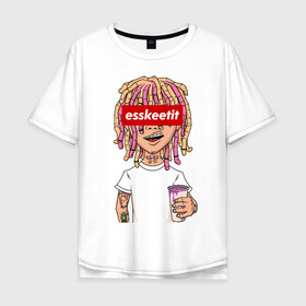 Мужская футболка хлопок Oversize с принтом Lil Pump в городе Новоалтайск, 100% хлопок | свободный крой, круглый ворот, “спинка” длиннее передней части | Тематика изображения на принте: esskeetit | gazzy garcia | gucci gang | lil pump | lilpump | газзи гарсия | лил памп | рэп | рэпер | эшкере